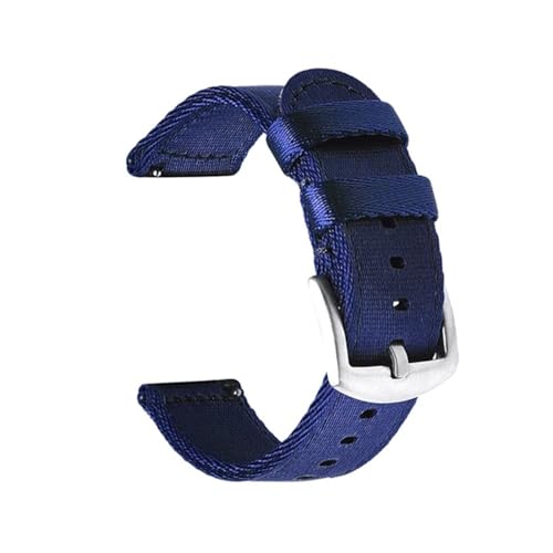 BOLEXA nato strap 18/20/22/24 mm robustes Nylonband, Schnellverschluss, Ersatz-Uhrenarmbänder for Männer und Frauen Nylon Uhrenarmbänder (Color : Navy blue sivler, Size : 18mm) von BOLEXA