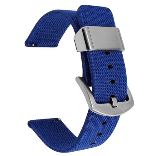 BOLEXA nato strap 18 mm 20 mm 22 mm 24 mm Nylon-Uhrenarmband for Herren und Damen, Sport-Schnellverschluss-Elastikarmband Nylon Uhrenarmbänder (Color : Blue-silver, Size : 18mm) von BOLEXA