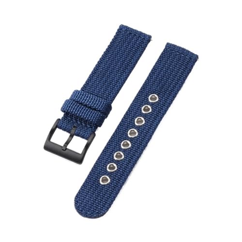 BOLEXA nato strap 18 mm 20 mm 22 mm Canvas-Nylonarmband, universelles Ersatzarmband, atmungsaktives Uhrenarmband, Schnellverschlussgürtel Nylon Uhrenarmbänder (Color : Blue-Black, Size : 18mm) von BOLEXA