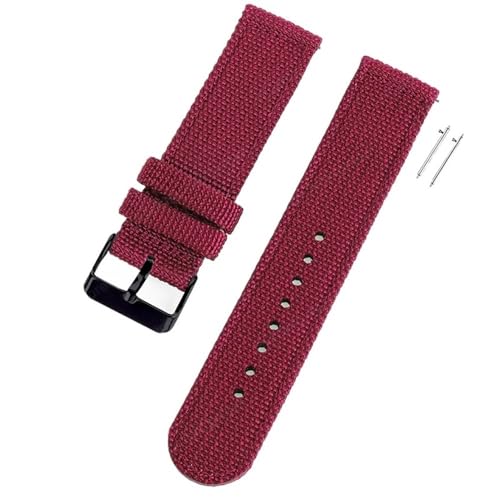 BOLEXA nato strap 18 mm 20 mm 22 mm Canvas-Nylonarmband, universelles Ersatzarmband, atmungsaktives Uhrenarmband, Schnellverschlussgürtel Nylon Uhrenarmbänder (Color : Red-BlackA, Size : 20mm) von BOLEXA
