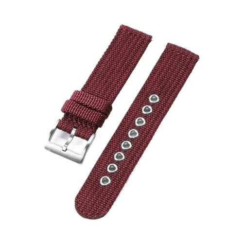 BOLEXA nato strap 18 mm 20 mm 22 mm Canvas-Nylonarmband, universelles Ersatzarmband, atmungsaktives Uhrenarmband, Schnellverschlussgürtel Nylon Uhrenarmbänder (Color : Red-Silver, Size : 18mm) von BOLEXA