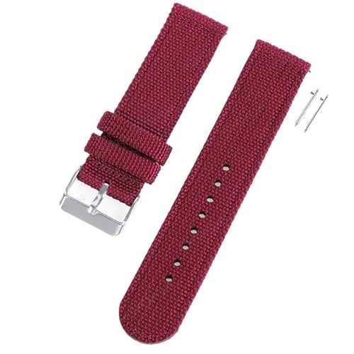 BOLEXA nato strap 18 mm 20 mm 22 mm Canvas-Nylonarmband, universelles Ersatzarmband, atmungsaktives Uhrenarmband, Schnellverschlussgürtel Nylon Uhrenarmbänder (Color : Red-SilverA, Size : 18mm) von BOLEXA