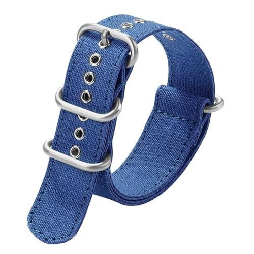 BOLEXA nato strap 18mm 20mm 22mm 24mm Canvas Nylon Armband Armband Armband Herren Sportuhr Band Universal Ersatzband Nylon Uhrenarmbänder (Color : Blau, Size : 20mm) von BOLEXA