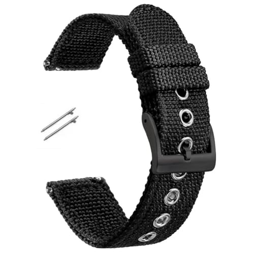 BOLEXA nato strap 18mm 20mm 22mm Nylon Quick Release Armband Armband Zubehör Ersatz Handgelenk Band Männer Frauen Sport uhr gürtel Universal Nylon Uhrenarmbänder (Color : Black-black, Size : 18mm) von BOLEXA