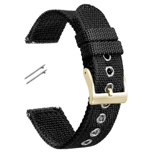 BOLEXA nato strap 18mm 20mm 22mm Nylon Quick Release Armband Armband Zubehör Ersatz Handgelenk Band Männer Frauen Sport uhr gürtel Universal Nylon Uhrenarmbänder (Color : Black-gold, Size : 18mm) von BOLEXA