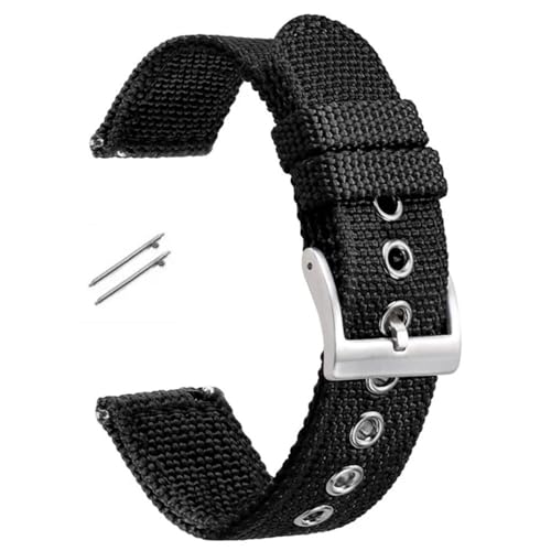 BOLEXA nato strap 18mm 20mm 22mm Nylon Quick Release Armband Armband Zubehör Ersatz Handgelenk Band Männer Frauen Sport uhr gürtel Universal Nylon Uhrenarmbänder (Color : Black-silver, Size : 22mm) von BOLEXA