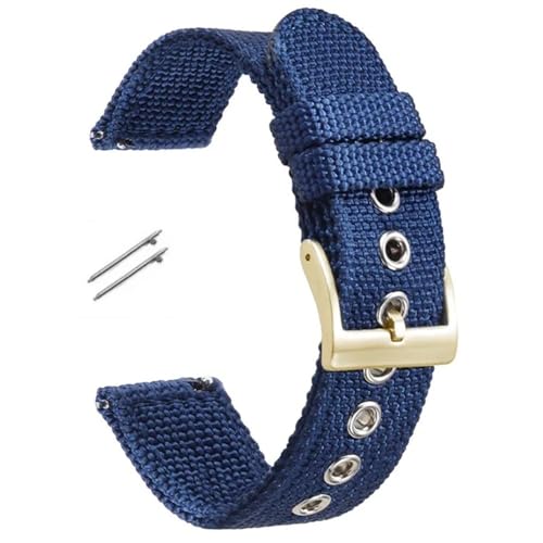 BOLEXA nato strap 18mm 20mm 22mm Nylon Quick Release Armband Armband Zubehör Ersatz Handgelenk Band Männer Frauen Sport uhr gürtel Universal Nylon Uhrenarmbänder (Color : Blue-gold, Size : 20mm) von BOLEXA