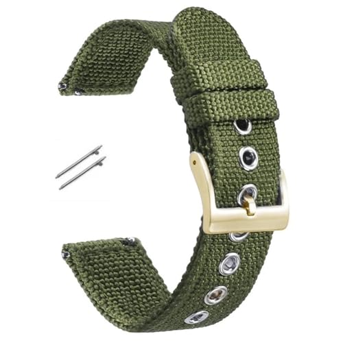 BOLEXA nato strap 18mm 20mm 22mm Nylon Quick Release Armband Armband Zubehör Ersatz Handgelenk Band Männer Frauen Sport uhr gürtel Universal Nylon Uhrenarmbänder (Color : Green-gold, Size : 18mm) von BOLEXA