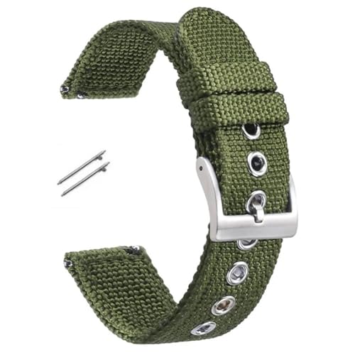 BOLEXA nato strap 18mm 20mm 22mm Nylon Quick Release Armband Armband Zubehör Ersatz Handgelenk Band Männer Frauen Sport uhr gürtel Universal Nylon Uhrenarmbänder (Color : Green-silver, Size : 22mm) von BOLEXA