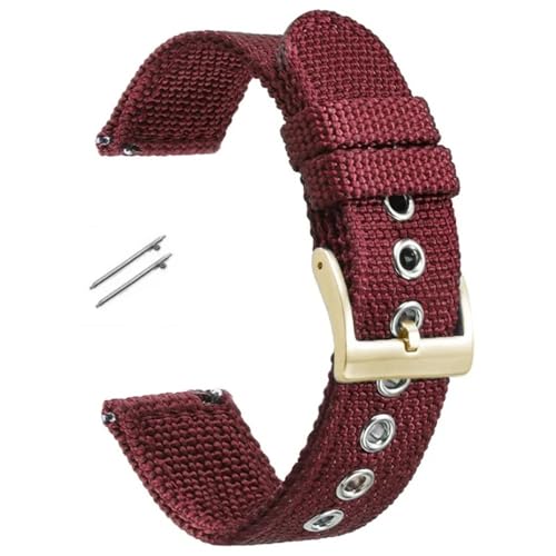 BOLEXA nato strap 18mm 20mm 22mm Nylon Quick Release Armband Armband Zubehör Ersatz Handgelenk Band Männer Frauen Sport uhr gürtel Universal Nylon Uhrenarmbänder (Color : Red-gold, Size : 20mm) von BOLEXA