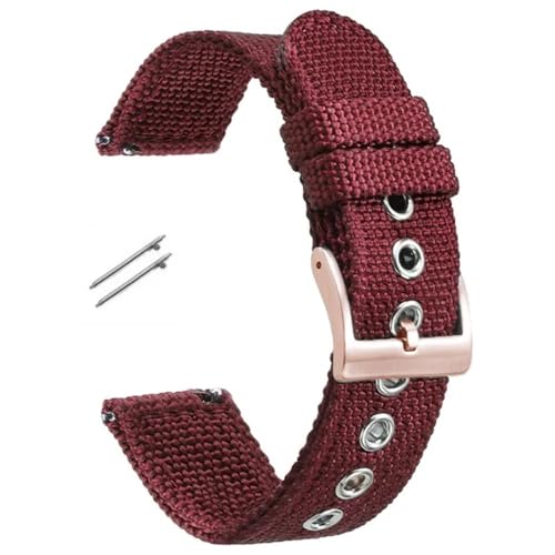 BOLEXA nato strap 18mm 20mm 22mm Nylon Quick Release Armband Armband Zubehör Ersatz Handgelenk Band Männer Frauen Sport uhr gürtel Universal Nylon Uhrenarmbänder (Color : Red-rose gold, Size : 22mm von BOLEXA