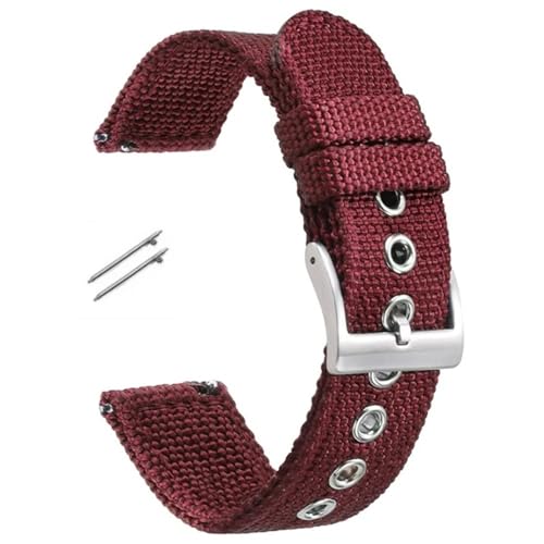 BOLEXA nato strap 18mm 20mm 22mm Nylon Quick Release Armband Armband Zubehör Ersatz Handgelenk Band Männer Frauen Sport uhr gürtel Universal Nylon Uhrenarmbänder (Color : Red-silver, Size : 20mm) von BOLEXA