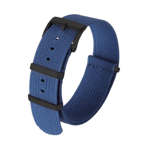 BOLEXA nato strap 18mm 22mm 20mm Nylonband Universalarmband Armband Uhrenarmband Smartwatch Ersatzbänder Nylon Uhrenarmbänder (Color : Blue-Black, Size : 22mm) von BOLEXA