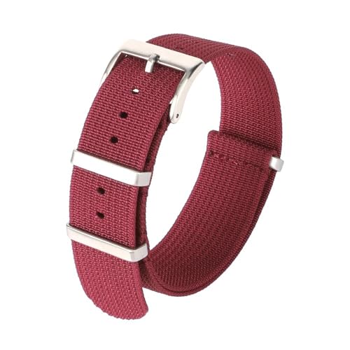 BOLEXA nato strap 18mm 22mm 20mm Nylonband Universalarmband Armband Uhrenarmband Smartwatch Ersatzbänder Nylon Uhrenarmbänder (Color : Red-Silver, Size : 20mm) von BOLEXA