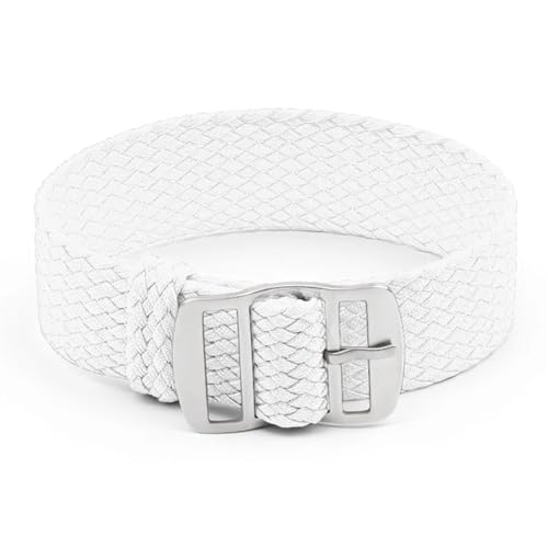 BOLEXA nato strap 20 mm Nylon gewebtes Uhrenarmband for Herren und Damen, Ersatzuhr, Sportuhrenarmband, Stoff, Universalarmband Nylon Uhrenarmbänder (Color : Weiß, Size : 20mm) von BOLEXA