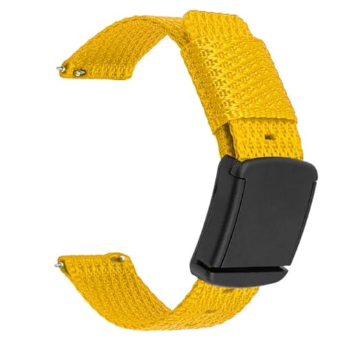 BOLEXA nato strap 20 mm Schnellverschluss-Armband, universelles Armband, Nylon-Druckknopf-Armband, Gürtel, Ersatz-Armband Nylon Uhrenarmbänder (Color : Type 3 yellow, Size : 20mm) von BOLEXA