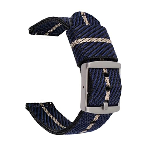 BOLEXA nato strap 20 mm Schnellverschluss-Nylonbänder, gewebtes Canvas-Armband, Ersatz for Damen und Herren, Sport-Armband Nylon Uhrenarmbänder (Color : Blue beige, Size : 22mm) von BOLEXA