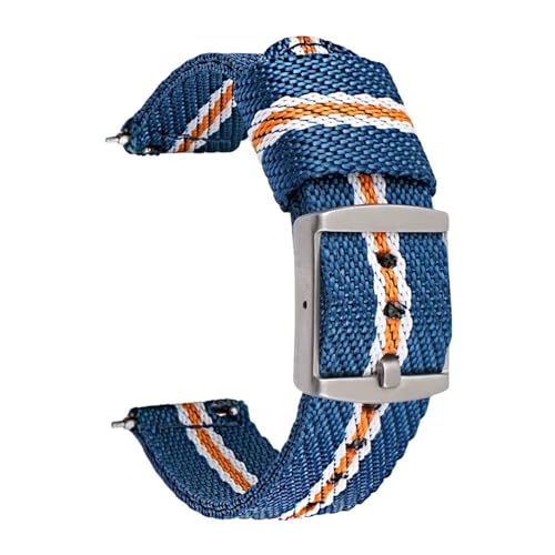 BOLEXA nato strap 20 mm Schnellverschluss-Nylonbänder, gewebtes Canvas-Armband, Ersatz for Damen und Herren, Sport-Armband Nylon Uhrenarmbänder (Color : Blue whtie, Size : 20mm) von BOLEXA