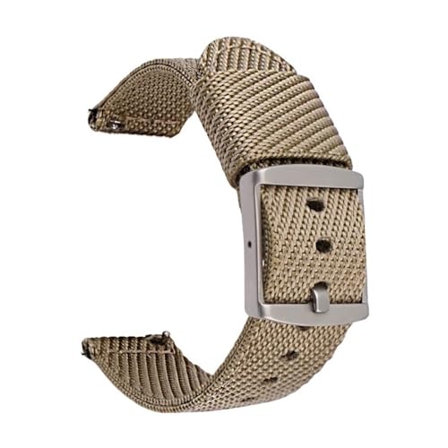 BOLEXA nato strap 20 mm Schnellverschluss-Nylonbänder, gewebtes Canvas-Armband, Ersatz for Damen und Herren, Sport-Armband Nylon Uhrenarmbänder (Color : Khaki, Size : 22mm) von BOLEXA