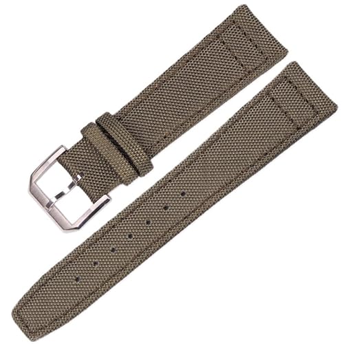 BOLEXA nato strap 20mm 21mm 22mm Nylon + Echtleder Uhrenarmbänder Herren Damen Grün Schwarz Hochwertiges Uhrenarmband mit silberner Dornschließe Nylon Uhrenarmbänder (Color : Grün, Size : 20mm) von BOLEXA