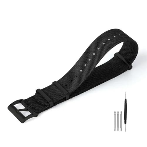 BOLEXA nato strap 20mm 22mm Nylon Uhrenarmband Canvas Handgelenk Band Gürtel Männer Frauen Sport Strap Stoff Armband Ersatz Nylon Uhrenarmbänder (Color : Black2, Size : 20mm Width) von BOLEXA