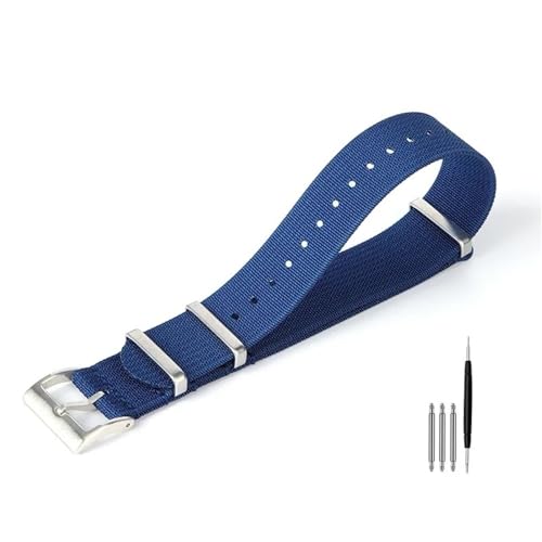 BOLEXA nato strap 20mm 22mm Nylon Uhrenarmband Canvas Handgelenk Band Gürtel Männer Frauen Sport Strap Stoff Armband Ersatz Nylon Uhrenarmbänder (Color : Blue1, Size : 20mm Width) von BOLEXA