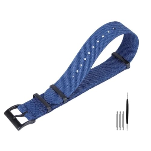 BOLEXA nato strap 20mm 22mm Nylon Uhrenarmband Canvas Handgelenk Band Gürtel Männer Frauen Sport Strap Stoff Armband Ersatz Nylon Uhrenarmbänder (Color : Blue2, Size : 20mm Width) von BOLEXA