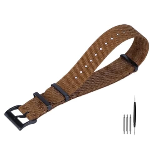 BOLEXA nato strap 20mm 22mm Nylon Uhrenarmband Canvas Handgelenk Band Gürtel Männer Frauen Sport Strap Stoff Armband Ersatz Nylon Uhrenarmbänder (Color : Brown-01, Size : 20mm Width) von BOLEXA