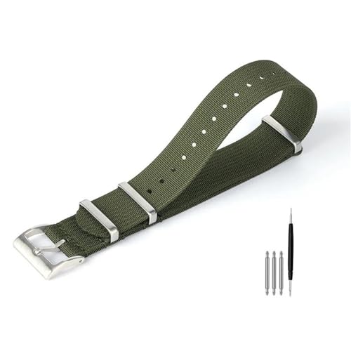 BOLEXA nato strap 20mm 22mm Nylon Uhrenarmband Canvas Handgelenk Band Gürtel Männer Frauen Sport Strap Stoff Armband Ersatz Nylon Uhrenarmbänder (Color : Green1, Size : 20mm Width) von BOLEXA