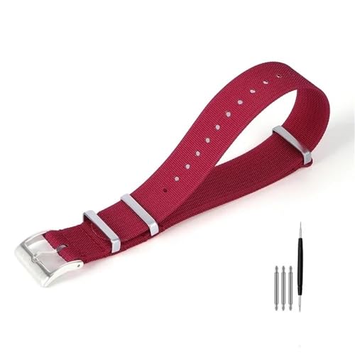 BOLEXA nato strap 20mm 22mm Nylon Uhrenarmband Canvas Handgelenk Band Gürtel Männer Frauen Sport Strap Stoff Armband Ersatz Nylon Uhrenarmbänder (Color : Red-01, Size : 20mm Width) von BOLEXA