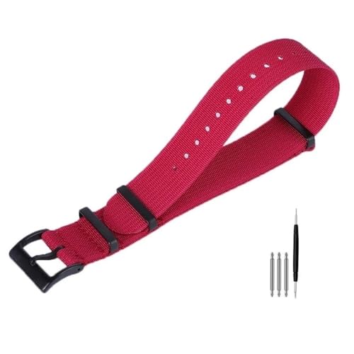 BOLEXA nato strap 20mm 22mm Nylon Uhrenarmband Canvas Handgelenk Band Gürtel Männer Frauen Sport Strap Stoff Armband Ersatz Nylon Uhrenarmbänder (Color : Red2, Size : 22mm Width) von BOLEXA