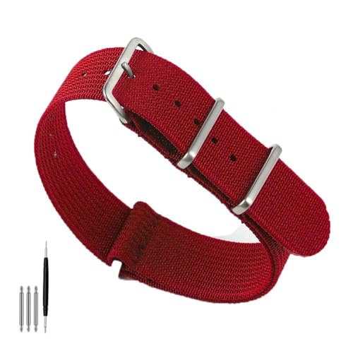 BOLEXA nato strap 20mm 22mm Nylon Uhrenarmband Canvas Handgelenk Band Gürtel Männer Frauen Sport Strap Stoff Armband Ersatz Nylon Uhrenarmbänder (Color : Rot, Size : 22mm Width) von BOLEXA