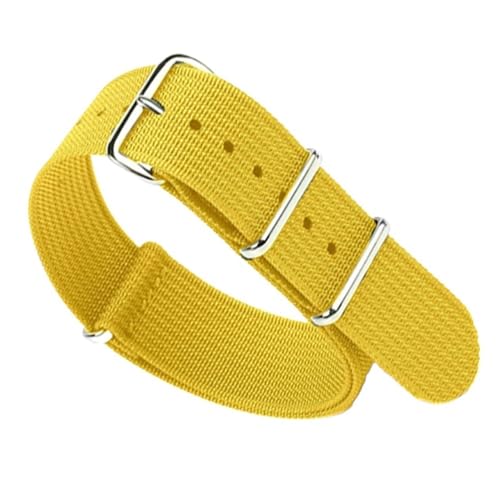 BOLEXA nato strap 20mm 22mm Nylon Uhrenarmband Canvas Handgelenk Band Gürtel Männer Frauen Sport Strap Stoff Armband Ersatz Nylon Uhrenarmbänder (Color : Yellow, Size : 20mm Width) von BOLEXA