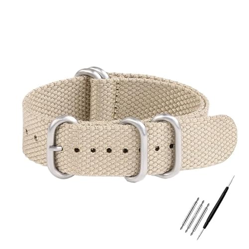 BOLEXA nato strap 20mm 22mm Nylon Uhrenarmband Canvas Vintage Uhrenarmband Sportarmband gewebtes weiches Armband Nylon Uhrenarmbänder (Color : Khaki, Size : 20mm Width) von BOLEXA