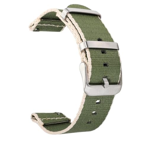BOLEXA nato strap 20mm 22mm Nylonband Stoff Atmungsaktives Armband Schnellverschluss-Armband Universelles Ersatzarmband Nylon Uhrenarmbänder (Color : Army Green Khaki, Size : 20mm) von BOLEXA