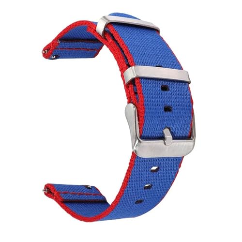 BOLEXA nato strap 20mm 22mm Nylonband Stoff Atmungsaktives Armband Schnellverschluss-Armband Universelles Ersatzarmband Nylon Uhrenarmbänder (Color : Blue Red, Size : 20mm) von BOLEXA