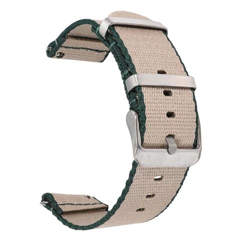 BOLEXA nato strap 20mm 22mm Nylonband Stoff Atmungsaktives Armband Schnellverschluss-Armband Universelles Ersatzarmband Nylon Uhrenarmbänder (Color : Khaki Green, Size : 20mm) von BOLEXA