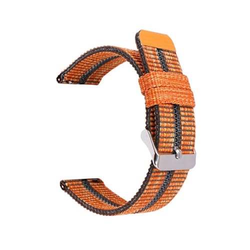 BOLEXA nato strap 22 mm elastisches Nylon-Uhrenarmband, Schnellverschluss-Riemen, Ersatzarmband for Herren und Damen, universelles Armband-Zubehör Nylon Uhrenarmbänder (Color : Orange silver buckle, von BOLEXA