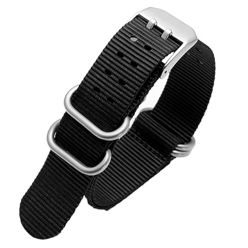 BOLEXA nato strap 22mm 23mm Nylon Uhr Band Uhrenarmbänder Outdoor Sport Armband Armband for Männer Gürtel Universal Ersatz Band Nylon Uhrenarmbänder (Color : B black-silver, Size : 22mm) von BOLEXA