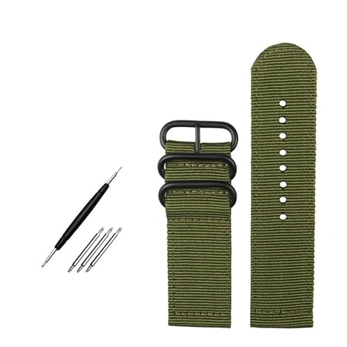 BOLEXA nato strap 26MM 28MM Armband Outdoor Sport Große Größe Leinwand Armband Nylon Armband Grün Ersatz Uhr Band Nylon Uhrenarmbänder (Color : Green-black, Size : 28mm) von BOLEXA