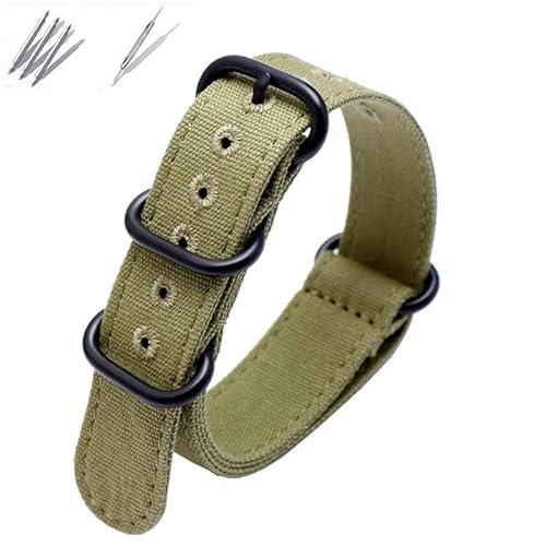 BOLEXA nato strap Atmungsaktives Canvas-Uhrenarmband-Zubehör, Uhrenarmband, universelles Nylon-Armband for Herren, 20 mm, 22 mm, 24 mm Nylon Uhrenarmbänder (Color : A-army green-black, Size : 20mm) von BOLEXA