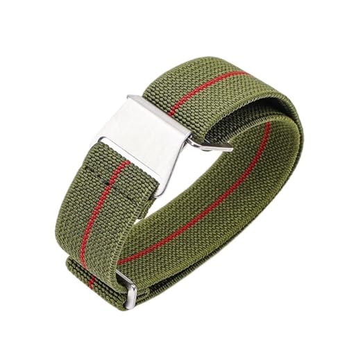 BOLEXA nato strap Elastisches Nylonarmband, Ersatz-Uhrenarmbänder, 18 mm, 20 mm, 22 mm, 24 mm, Universal-Armband Nylon Uhrenarmbänder (Color : Green red, Size : 22mm) von BOLEXA