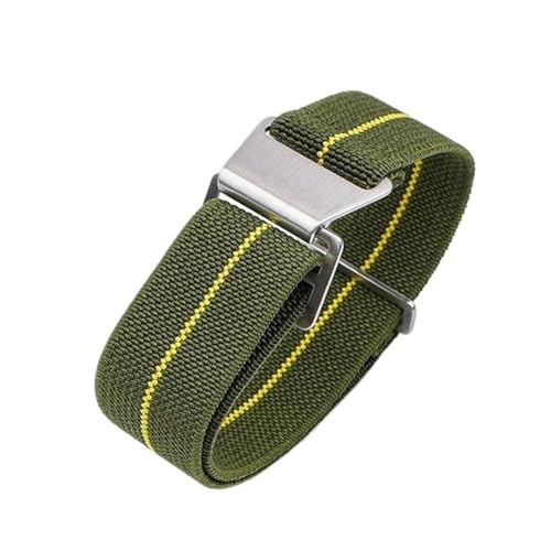 BOLEXA nato strap Elastisches Nylonarmband, Ersatz-Uhrenarmbänder, 18 mm, 20 mm, 22 mm, 24 mm, Universal-Armband Nylon Uhrenarmbänder (Color : Green yellow, Size : 20mm) von BOLEXA