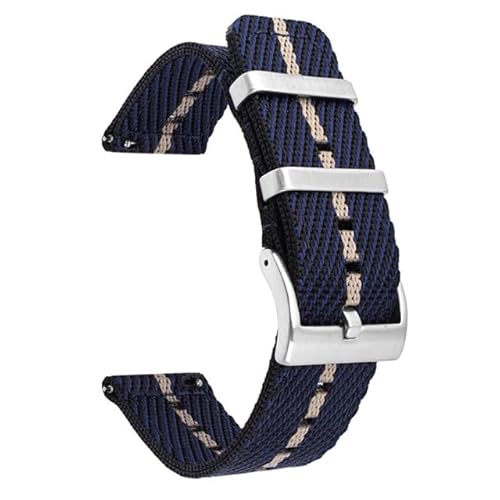 BOLEXA nato strap Gewebtes Nylonband, Universalband, 18 mm, 20 mm, 22 mm, 24 mm, Schnellverschluss-Armband, Ersatzarmband Nylon Uhrenarmbänder (Color : Blue beige, Size : 20mm) von BOLEXA