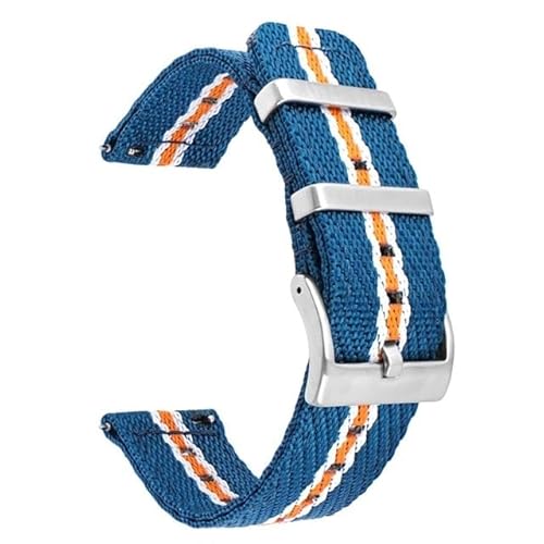 BOLEXA nato strap Gewebtes Nylonband, Universalband, 18 mm, 20 mm, 22 mm, 24 mm, Schnellverschluss-Armband, Ersatzarmband Nylon Uhrenarmbänder (Color : Blue white, Size : 20mm) von BOLEXA