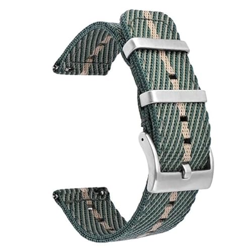 BOLEXA nato strap Gewebtes Nylonband, Universalband, 18 mm, 20 mm, 22 mm, 24 mm, Schnellverschluss-Armband, Ersatzarmband Nylon Uhrenarmbänder (Color : Green beige, Size : 22mm) von BOLEXA