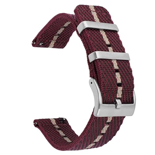 BOLEXA nato strap Gewebtes Nylonband, Universalband, 18 mm, 20 mm, 22 mm, 24 mm, Schnellverschluss-Armband, Ersatzarmband Nylon Uhrenarmbänder (Color : Red beige, Size : 22mm) von BOLEXA