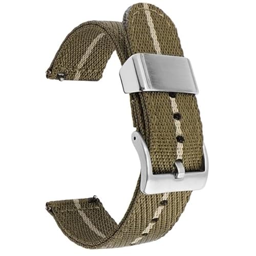 BOLEXA nato strap Nylon-Armbänder, 18 mm, 20 mm, 22 mm, 24 mm, Schnellverschluss, Ersatz-Uhrenarmbänder for BandWatch Universa Nylon Uhrenarmbänder (Color : Brown beige silver, Size : 20mm) von BOLEXA