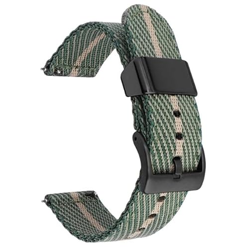 BOLEXA nato strap Nylon-Armbänder, 18 mm, 20 mm, 22 mm, 24 mm, Schnellverschluss, Ersatz-Uhrenarmbänder for BandWatch Universa Nylon Uhrenarmbänder (Color : Green beige black, Size : 20mm) von BOLEXA