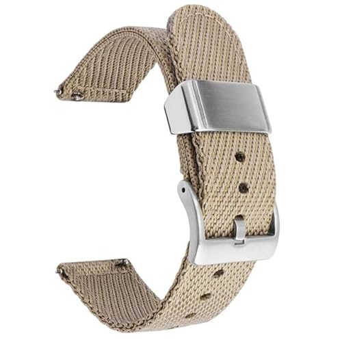 BOLEXA nato strap Nylon-Armbänder, 18 mm, 20 mm, 22 mm, 24 mm, Schnellverschluss, Ersatz-Uhrenarmbänder for BandWatch Universa Nylon Uhrenarmbänder (Color : Khaki silver, Size : 22mm) von BOLEXA